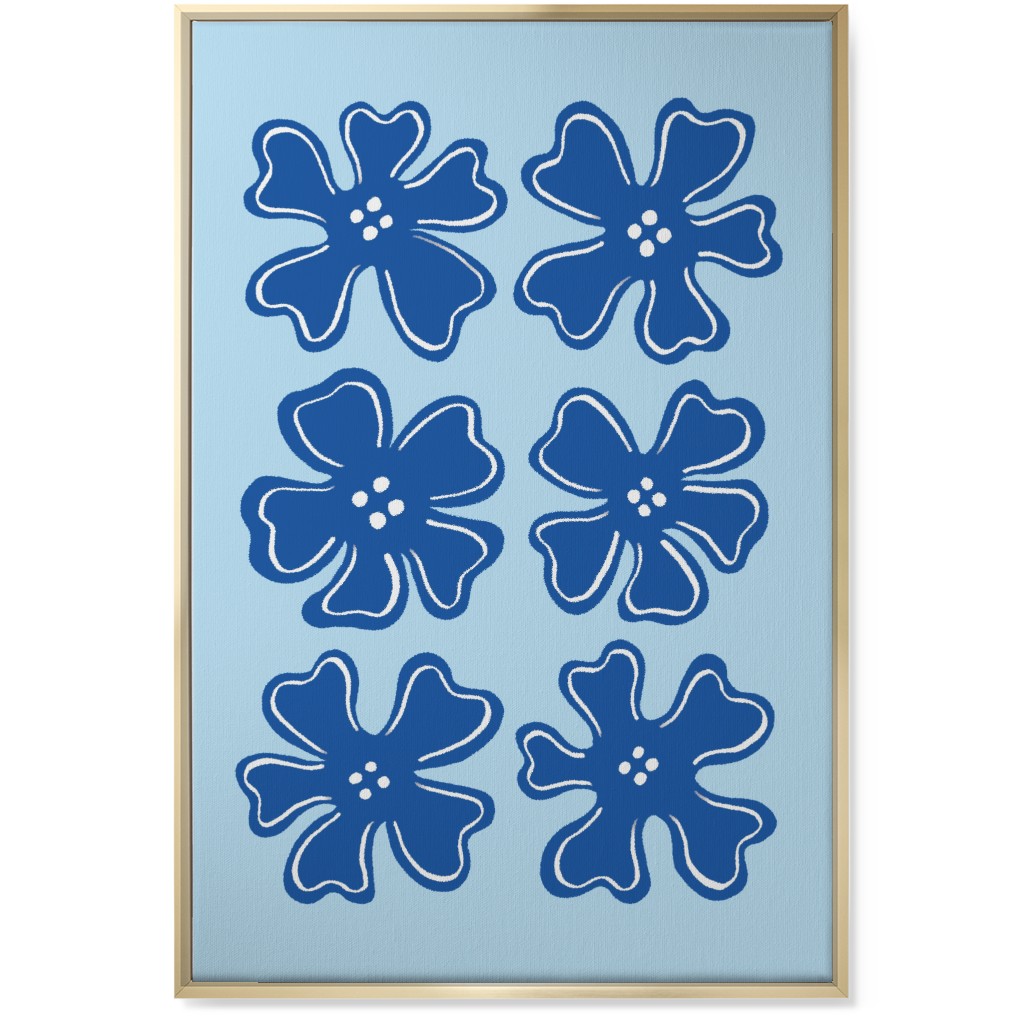 Button Flowers Wall Art, Gold, Single piece, Canvas, 24x36, Blue, Sky