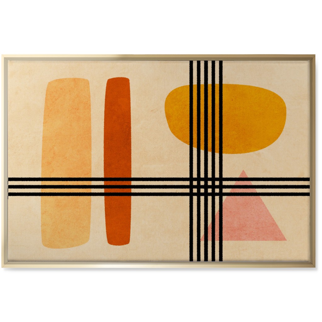 Criss-Cross Abstract Wall Art, Gold, Single piece, Canvas, 24x36, Orange, Creamsicle