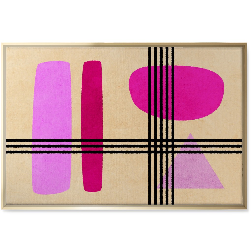 Criss-Cross Abstract Wall Art, Gold, Single piece, Canvas, 24x36, Pink