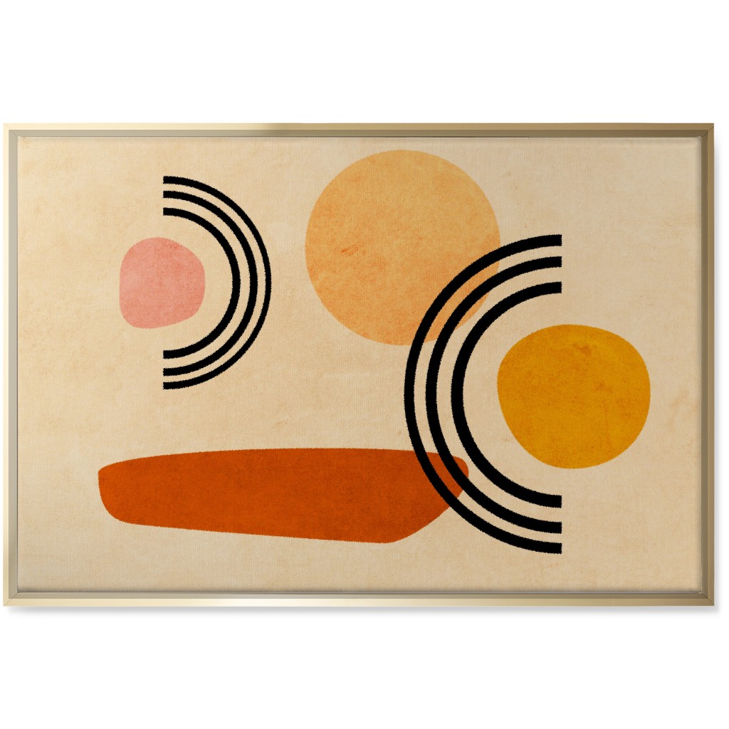 Cups & Saucers Abstract Wall Art, Gold, Single piece, Canvas, 24x36, Orange, Creamsicle