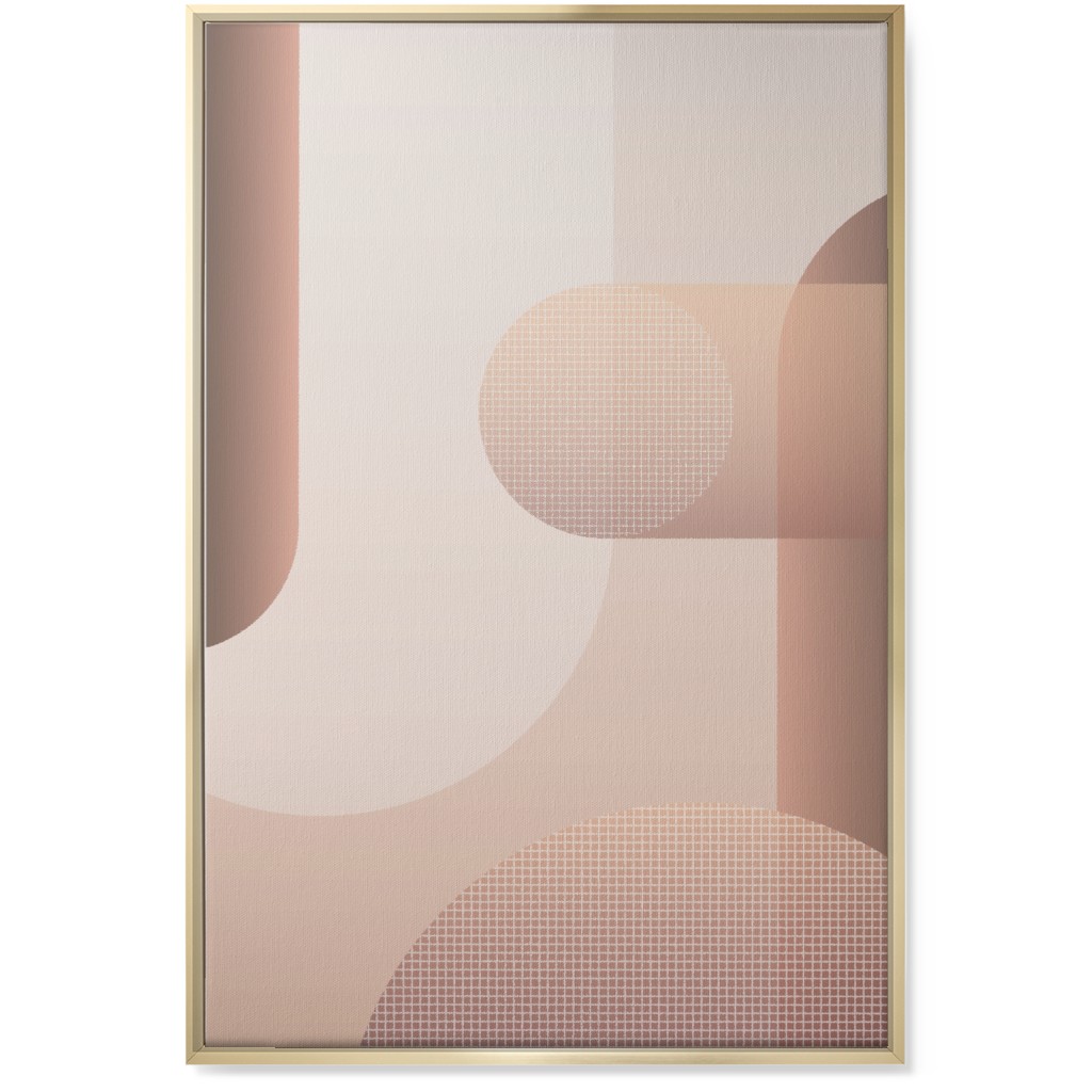 Geometric Curves - Neutral Wall Art, Gold, Single piece, Canvas, 24x36, Pink