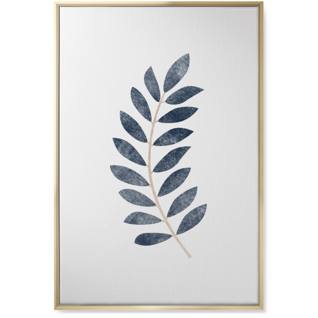 Botanical Leaf Ii Wall Art, Gold, Single piece, Canvas, 24x36, Blue, Storm
