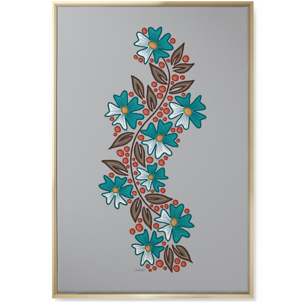 Floral Swish - Multi Wall Art, Gold, Single piece, Canvas, 24x36, Gray, Gray