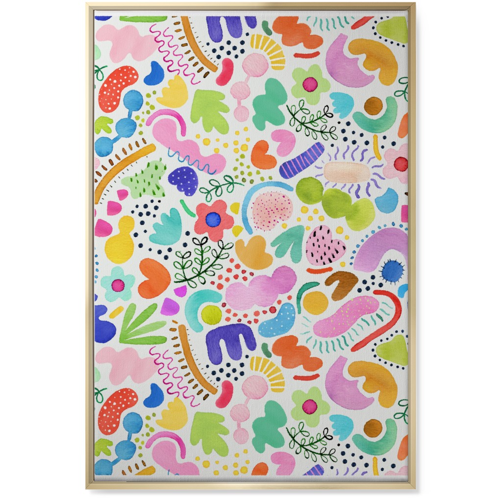 Playful Abstract Shapes - Bold Wall Art, Gold, Single piece, Canvas, 24x36, Multicolor