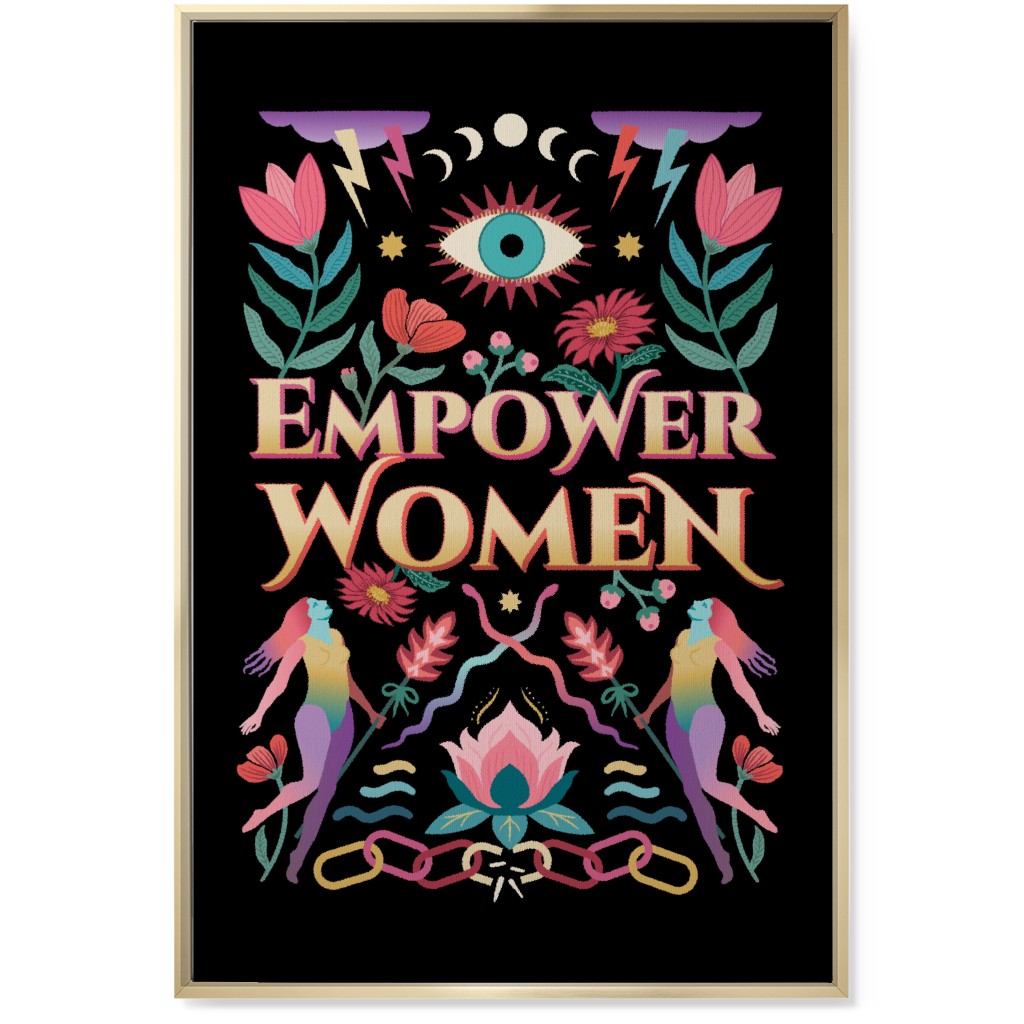 Empower - Multi on Black Wall Art, Gold, Single piece, Canvas, 24x36, Black