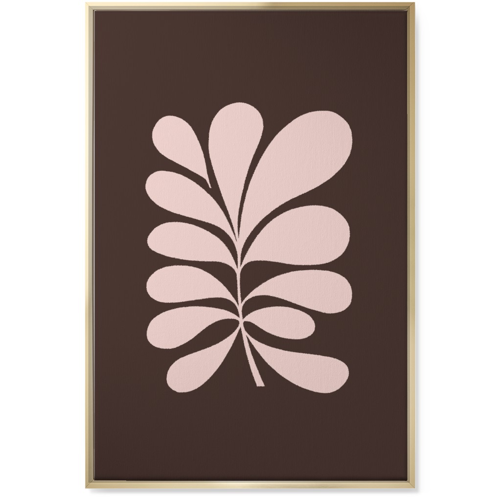 Minimal Foliage - Brown and Pink Wall Art, Gold, Single piece, Canvas, 24x36, Brown, Brown