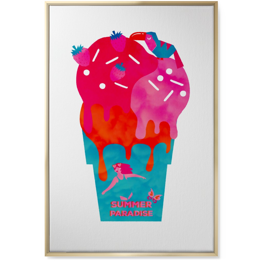 Summer Ice Cream Paradise - Multi Wall Art, Gold, Single piece, Canvas, 24x36, Multicolor