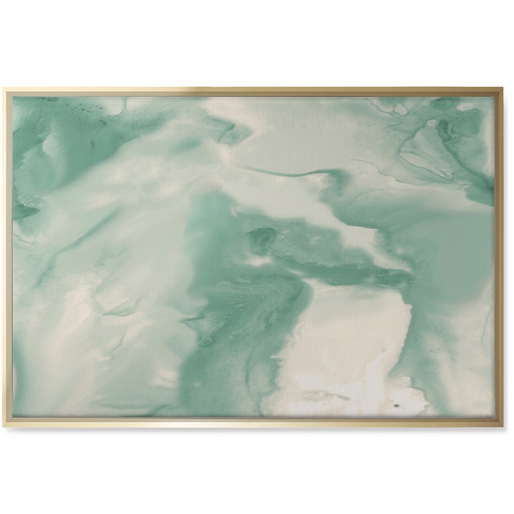 Abstract Watercolor Marble Wall Art, Gold, Single piece, Canvas, 24x36, Green, Mantis