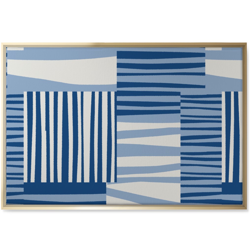 Twiggy Stripes Wall Art, Gold, Single piece, Canvas, 24x36, Blue, Light Blue