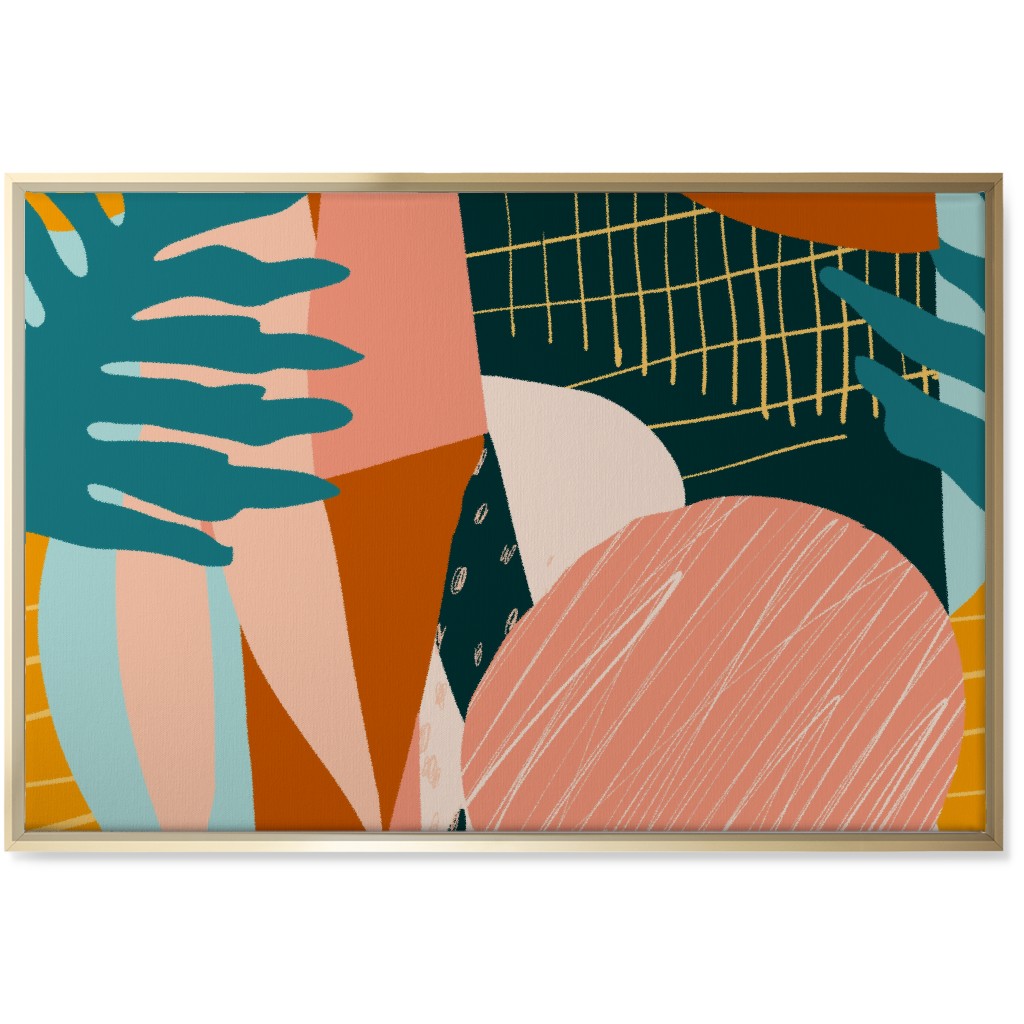 Abstract Collage - Multi Wall Art, Gold, Single piece, Canvas, 24x36, Multicolor
