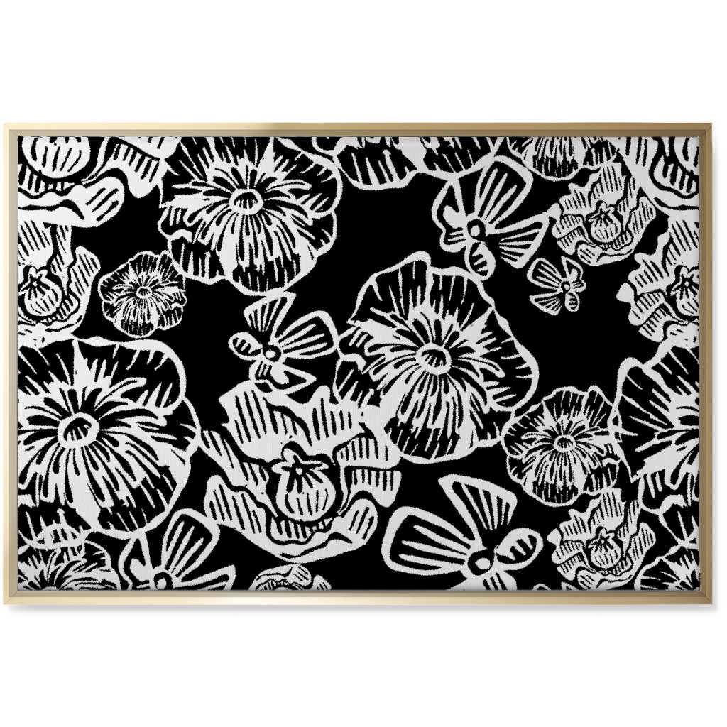 Poppy Arty Wall Art, Gold, Single piece, Canvas, 24x36, Black