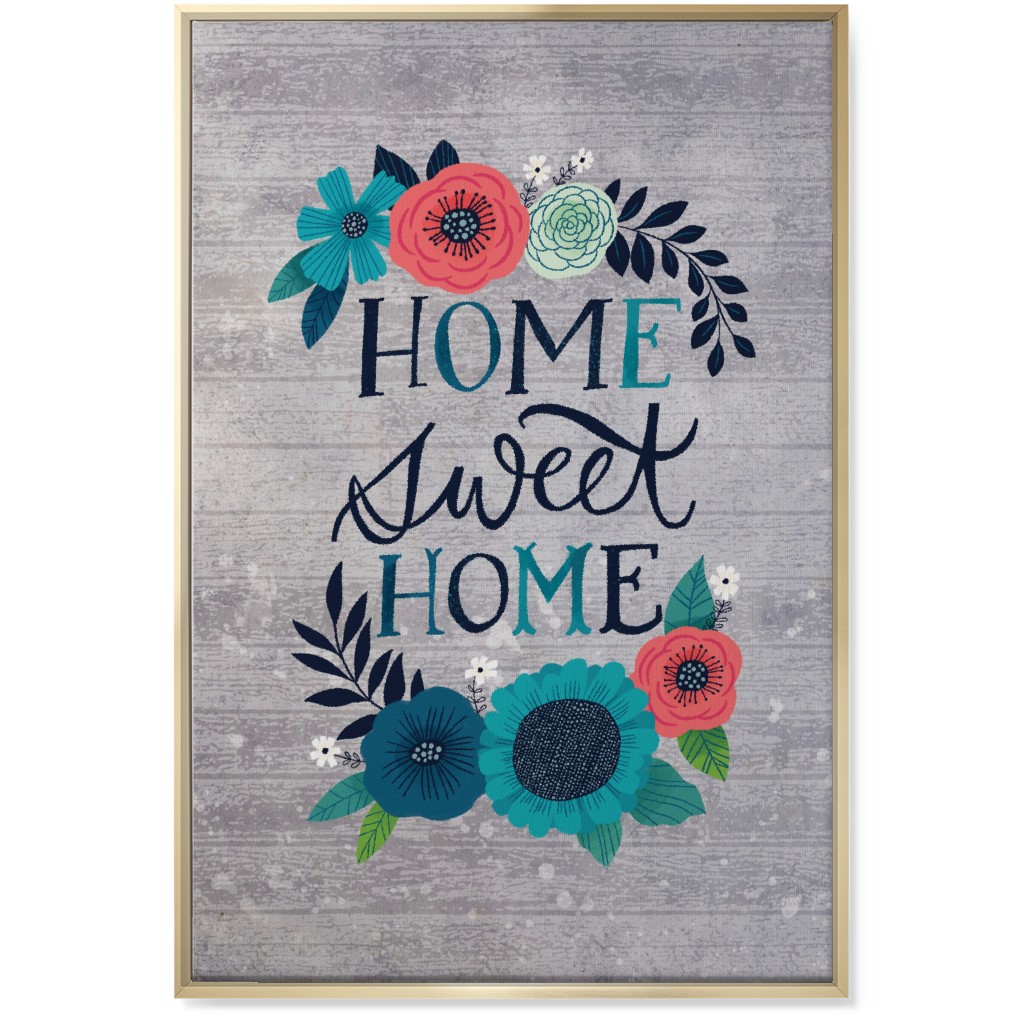 Home Sweet Home - Gray Wall Art, Gold, Single piece, Canvas, 24x36, Gray