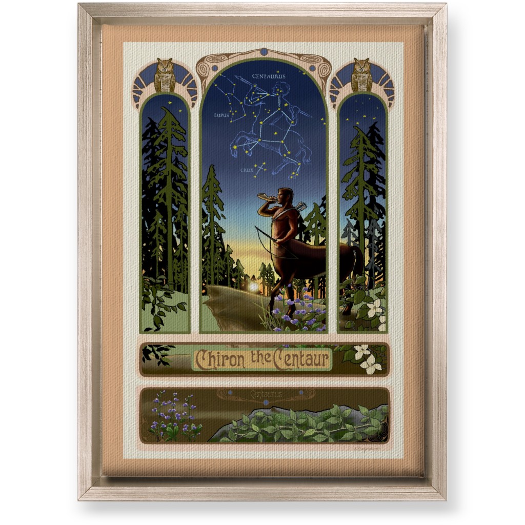 Art Nouveau Centaur Wall Art, Metallic, Single piece, Canvas, 10x14, Blue, True Blue