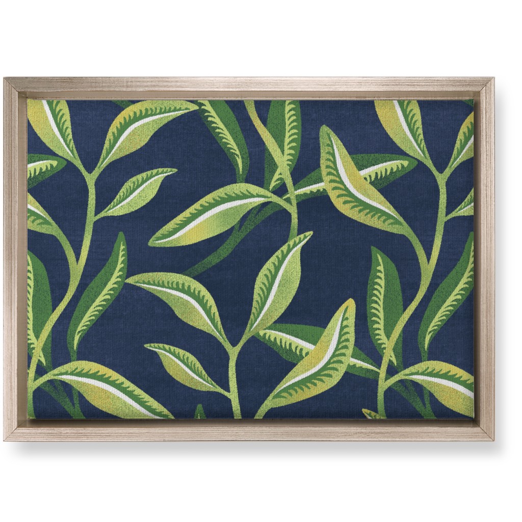 Leafy Vines - Green Wall Art, Metallic, Single piece, Canvas, 10x14, Green, Classic Green