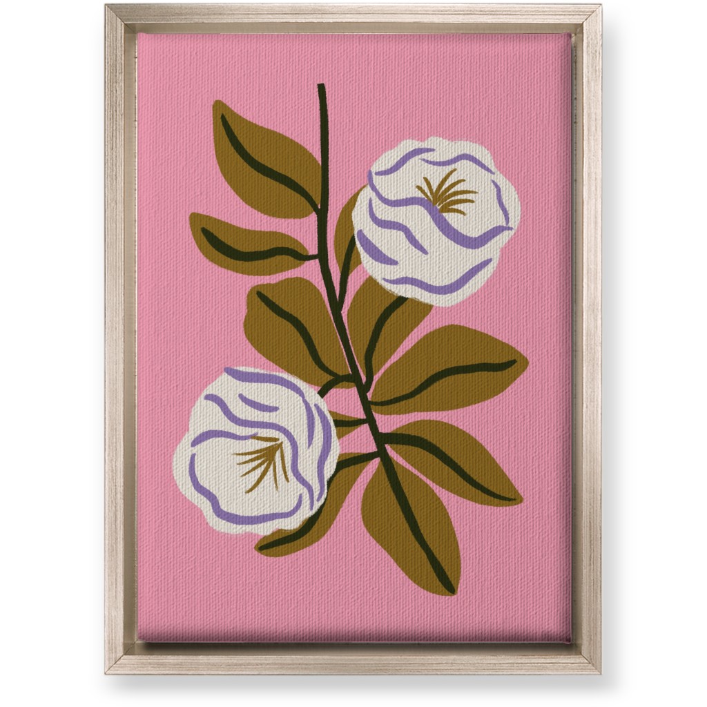 White Bulb Flower - Multi on Pink Wall Art, Metallic, Single piece, Canvas, 10x14, Pink