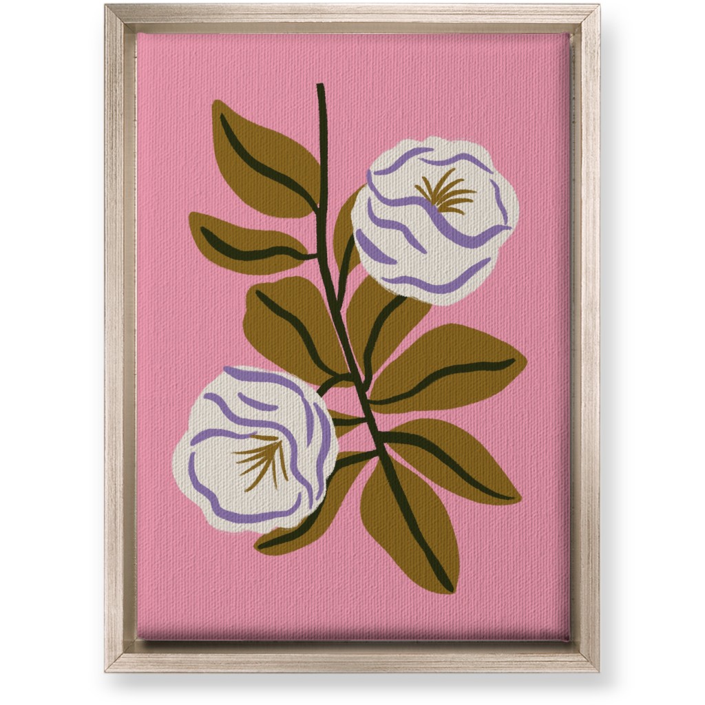 White Bulb Flower - Multi on Pink Wall Art, Metallic, Single piece, Canvas, 10x14, Pink, Bright Pink