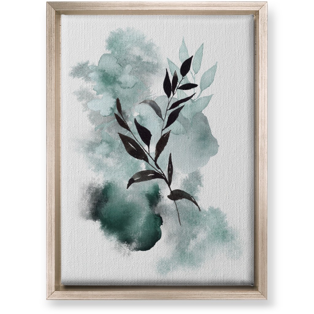 Watercolor Abstract Botanical Wall Art, Metallic, Single piece, Canvas, 10x14, Green