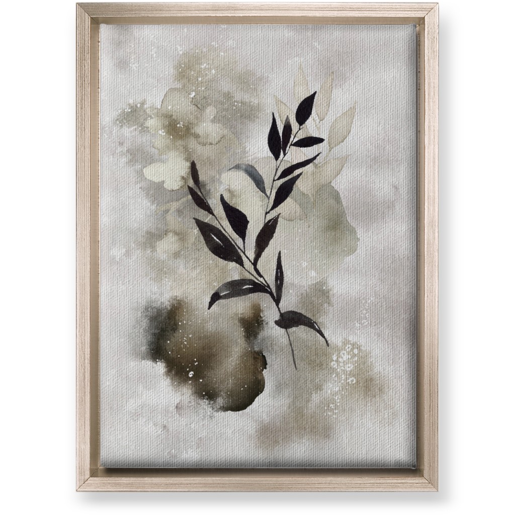 Watercolor Abstract Botanical Wall Art, Metallic, Single piece, Canvas, 10x14, Gray