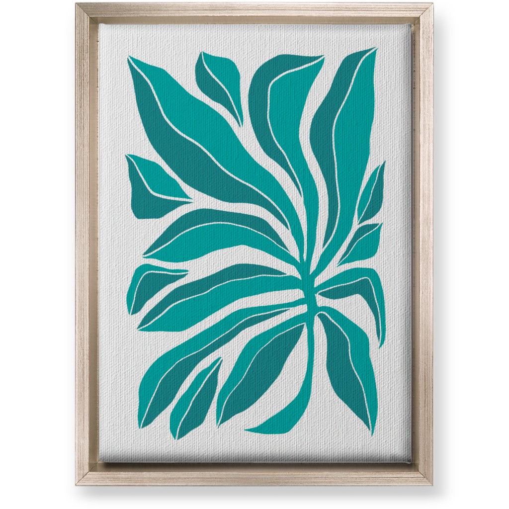 Minimalist Block Botanical Palm Leaves - Green Wall Art, Metallic, Single piece, Canvas, 10x14, Green