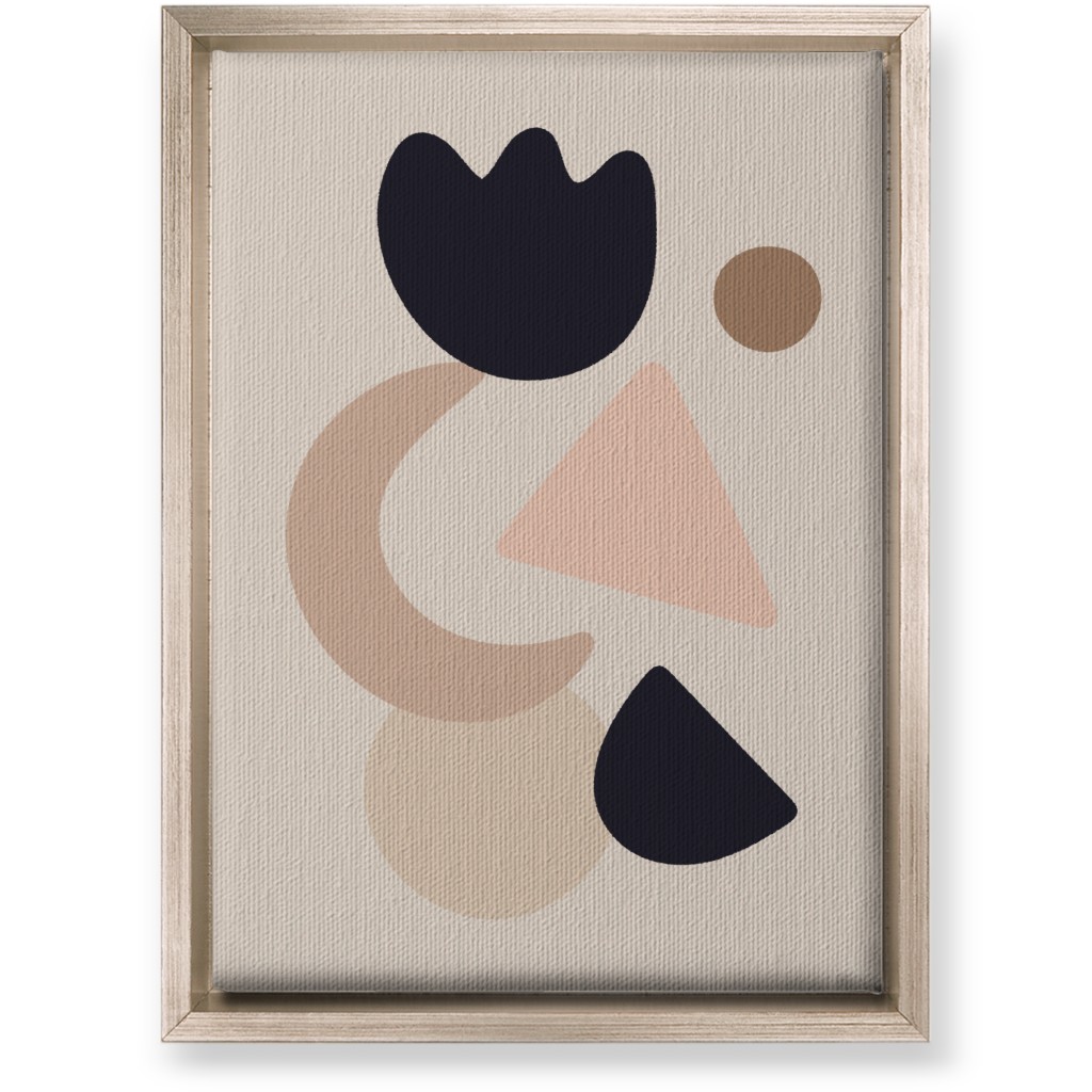 Abstract Shape Collage - Neutral Wall Art, Metallic, Single piece, Canvas, 10x14, Beige