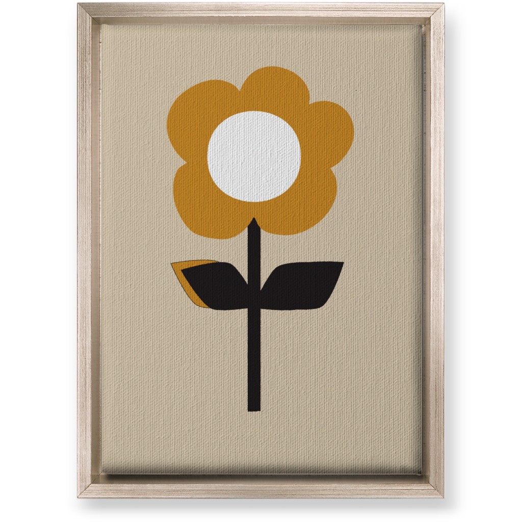 Retro Flower Wall Art, Metallic, Single piece, Canvas, 10x14, Orange, Golden