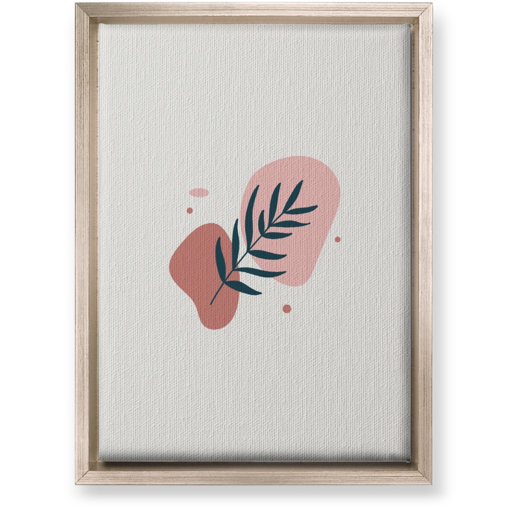 Shapes and Fern Leaf Wall Art, Metallic, Single piece, Canvas, 10x14, Pink, Whisper