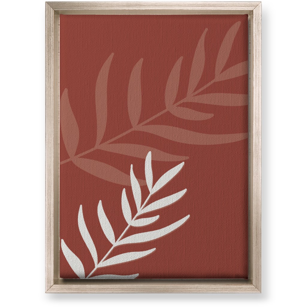Fern Leaves in Neutral Earth Tones Wall Art, Metallic, Single piece, Canvas, 10x14, Red