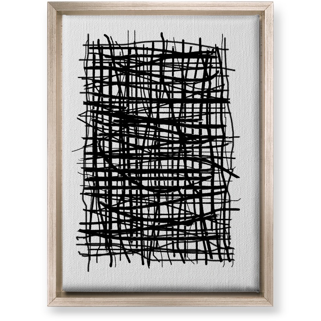 Woven Abstraction - Black on White Wall Art, Metallic, Single piece, Canvas, 10x14, Black, Black