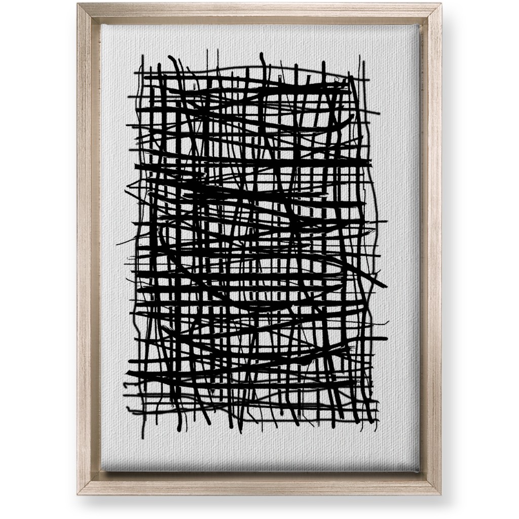 Woven Abstraction - Black on White Wall Art, Metallic, Single piece, Canvas, 10x14, Black