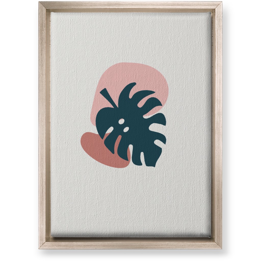 Shapes and Fern Leaf Ii Wall Art, Metallic, Single piece, Canvas, 10x14, Pink, Whisper