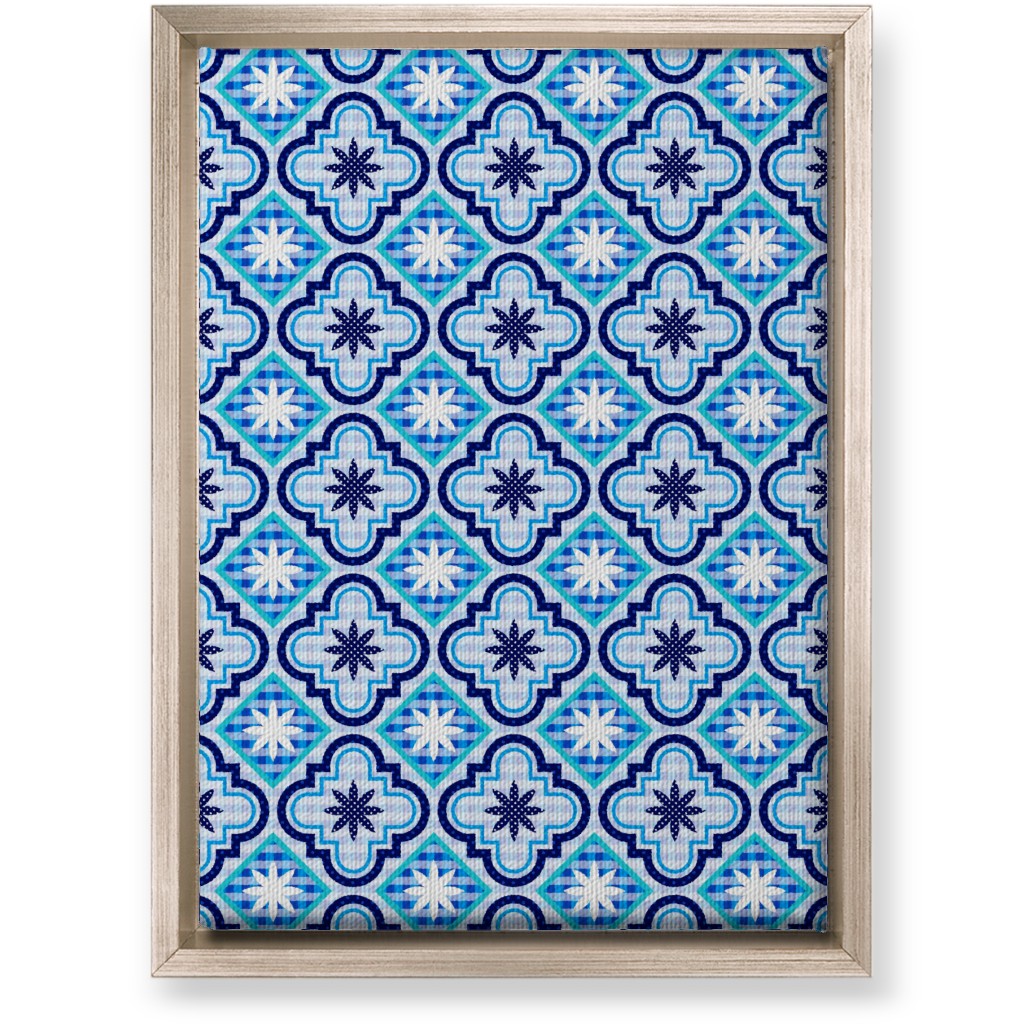 Tile Patchwork - Blue Wall Art, Metallic, Single piece, Canvas, 10x14, Blue, True Blue