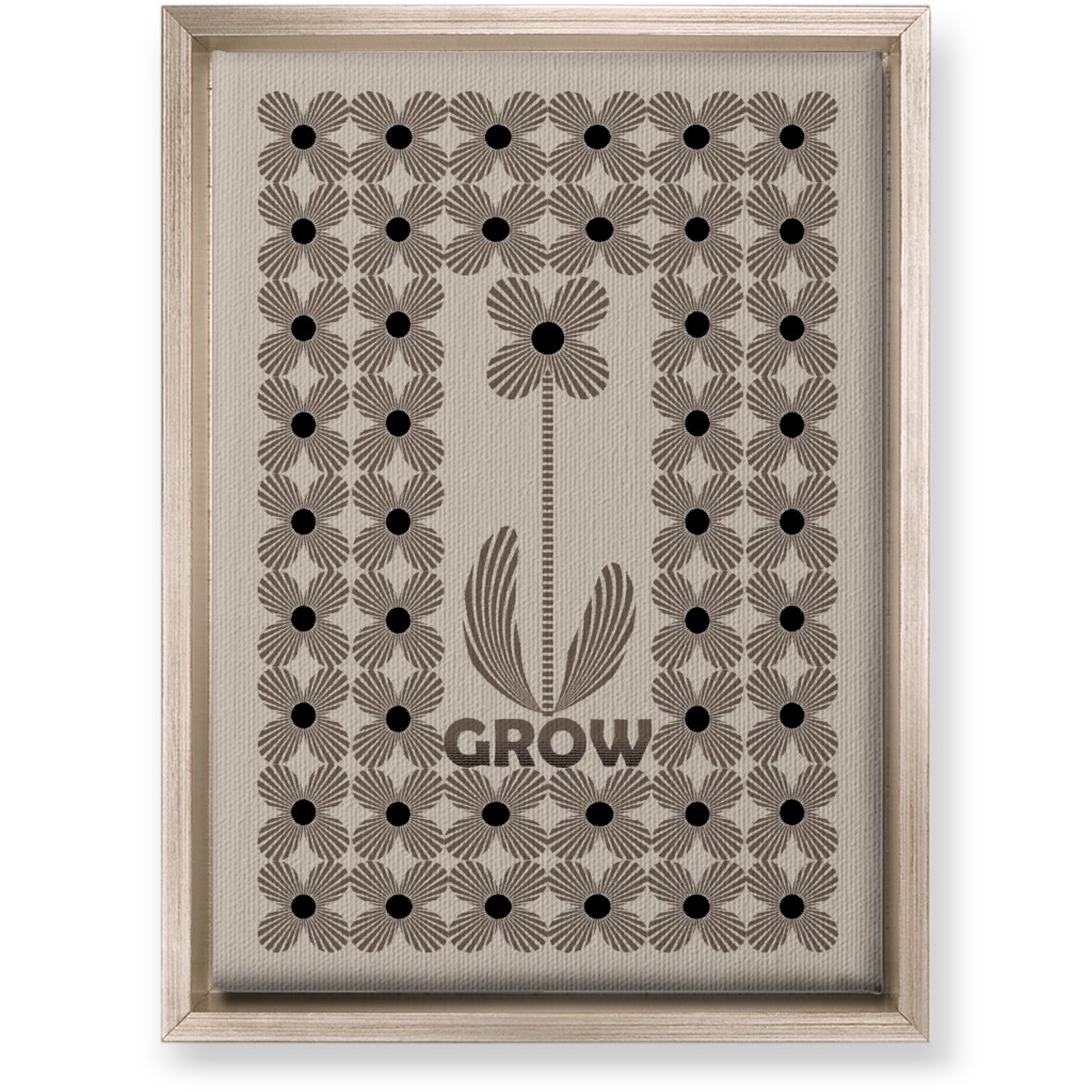 Grow Modern Flower - Beige and Black Wall Art, Metallic, Single piece, Canvas, 10x14, Beige, Pearl