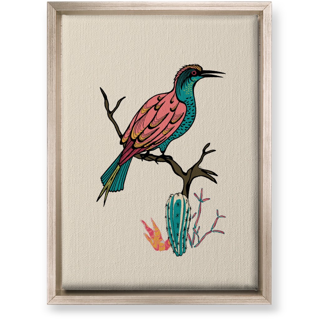 Bird on Branch - Multi Wall Art, Metallic, Single piece, Canvas, 10x14, Beige, Pearl