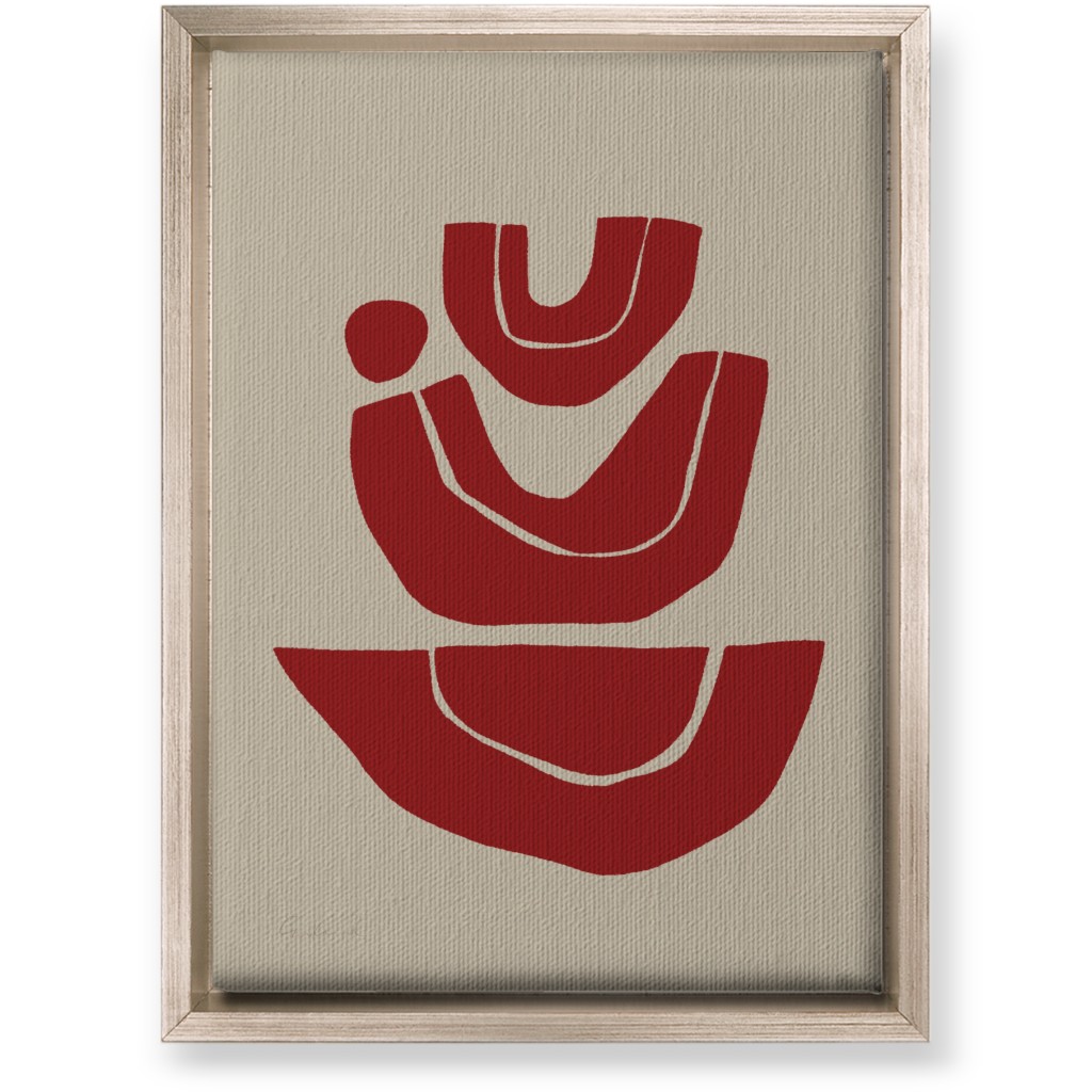 Geometric Abstract Stack Iii Wall Art, Metallic, Single piece, Canvas, 10x14, Red, Cinnamon