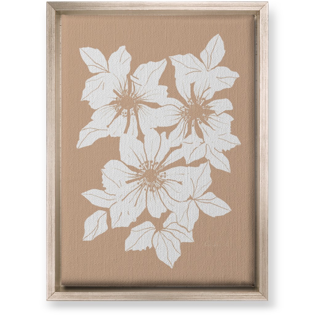Botanical Big Anemones Wall Art, Metallic, Single piece, Canvas, 10x14, Beige, Alpaca