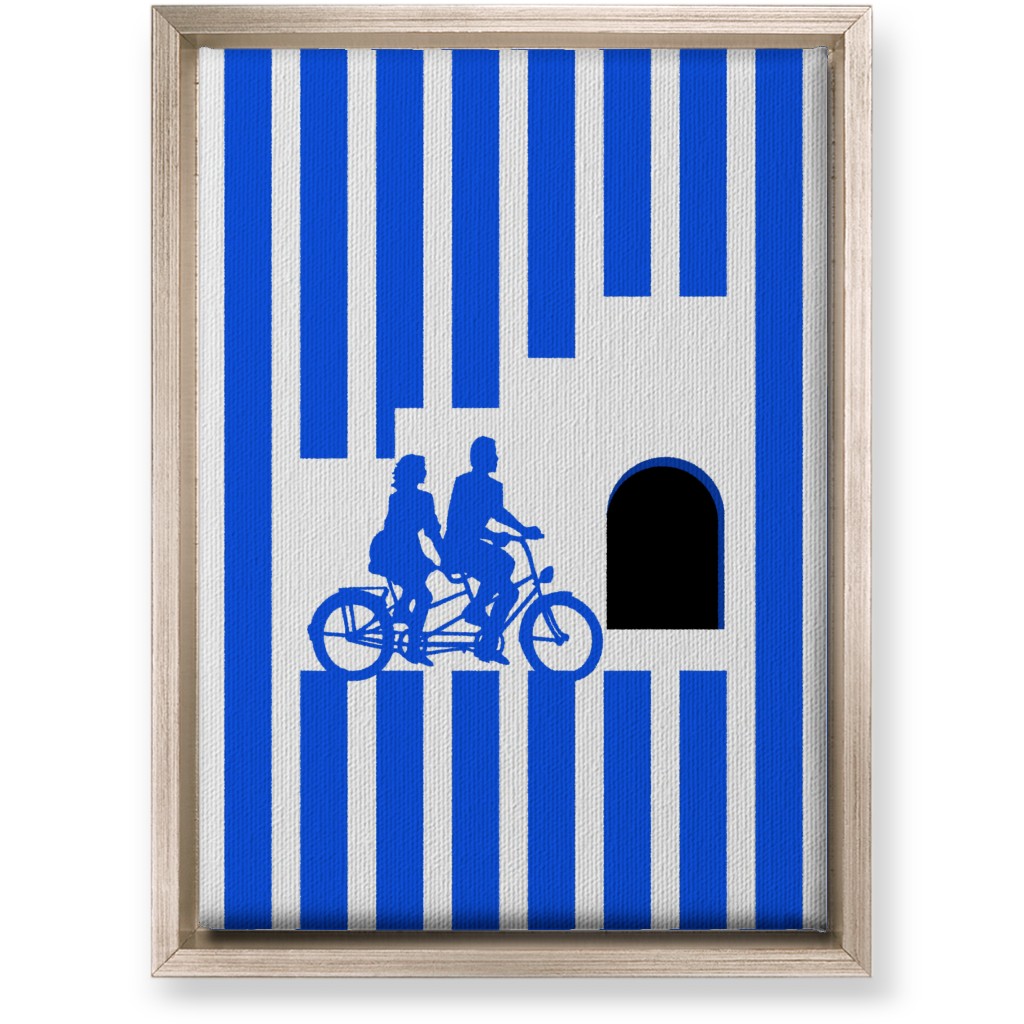 Riders Minimal Artwork - Blue Wall Art, Metallic, Single piece, Canvas, 10x14, Blue, True Blue