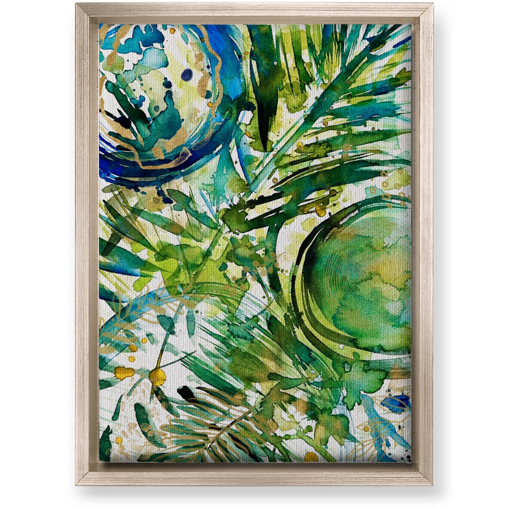 Paradise - Green and Blue Wall Art, Metallic, Single piece, Canvas, 10x14, Green