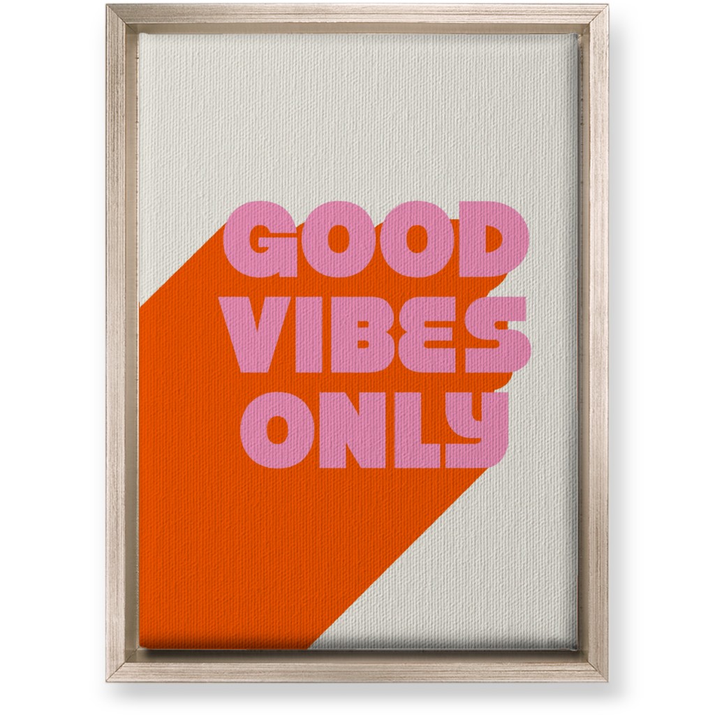 Good Vibes Only - Orange and Pink Wall Art, Metallic, Single piece, Canvas, 10x14, Red