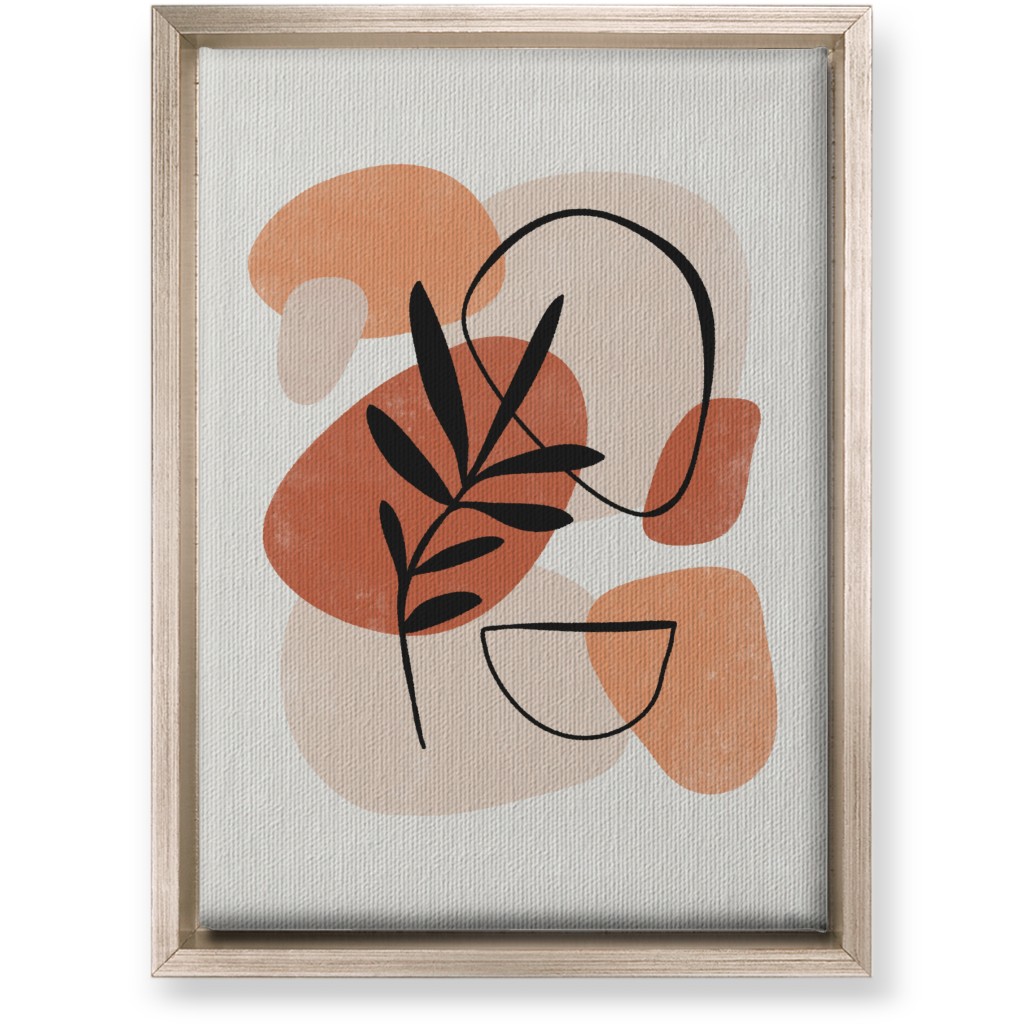 Abstract Frond - Terracotta and Ivory Wall Art, Metallic, Single piece, Canvas, 10x14, Beige, Pearl