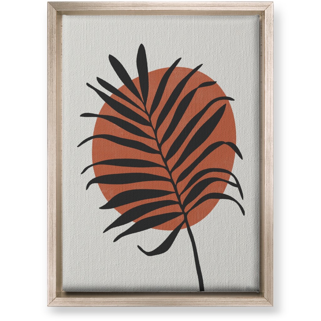 Abstract Leaf Frond - Terracotta and Ivory Wall Art, Metallic, Single piece, Canvas, 10x14, Brown, Brown