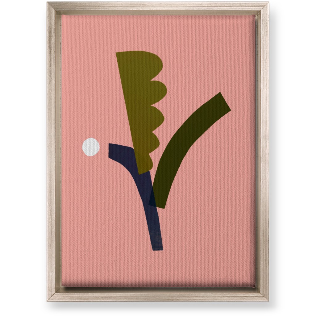 Leaves - Pink Wall Art, Metallic, Single piece, Canvas, 10x14, Pink, Bright Pink