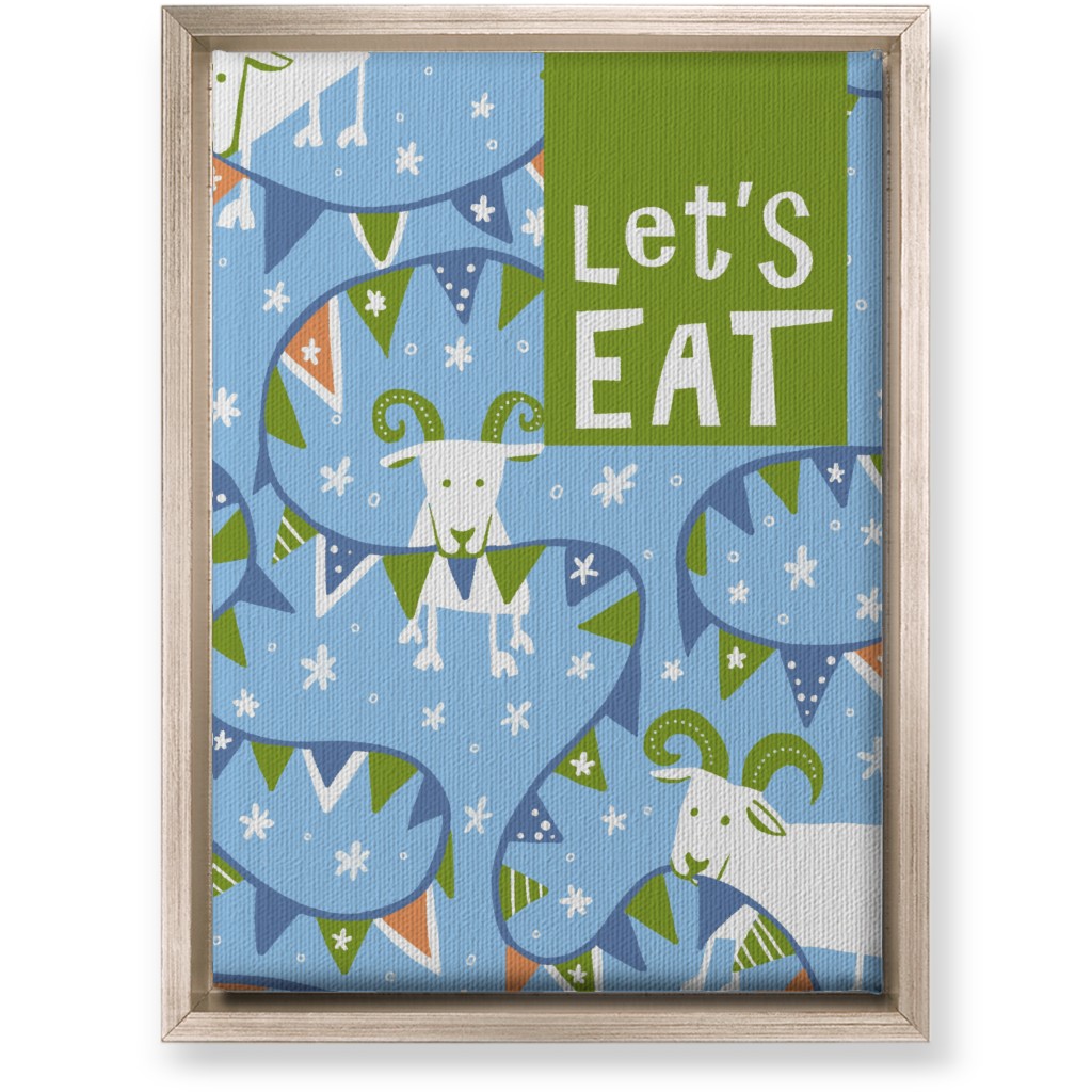 Let's Eat Munchy Goats - Blue Wall Art, Metallic, Single piece, Canvas, 10x14, Blue, True Blue