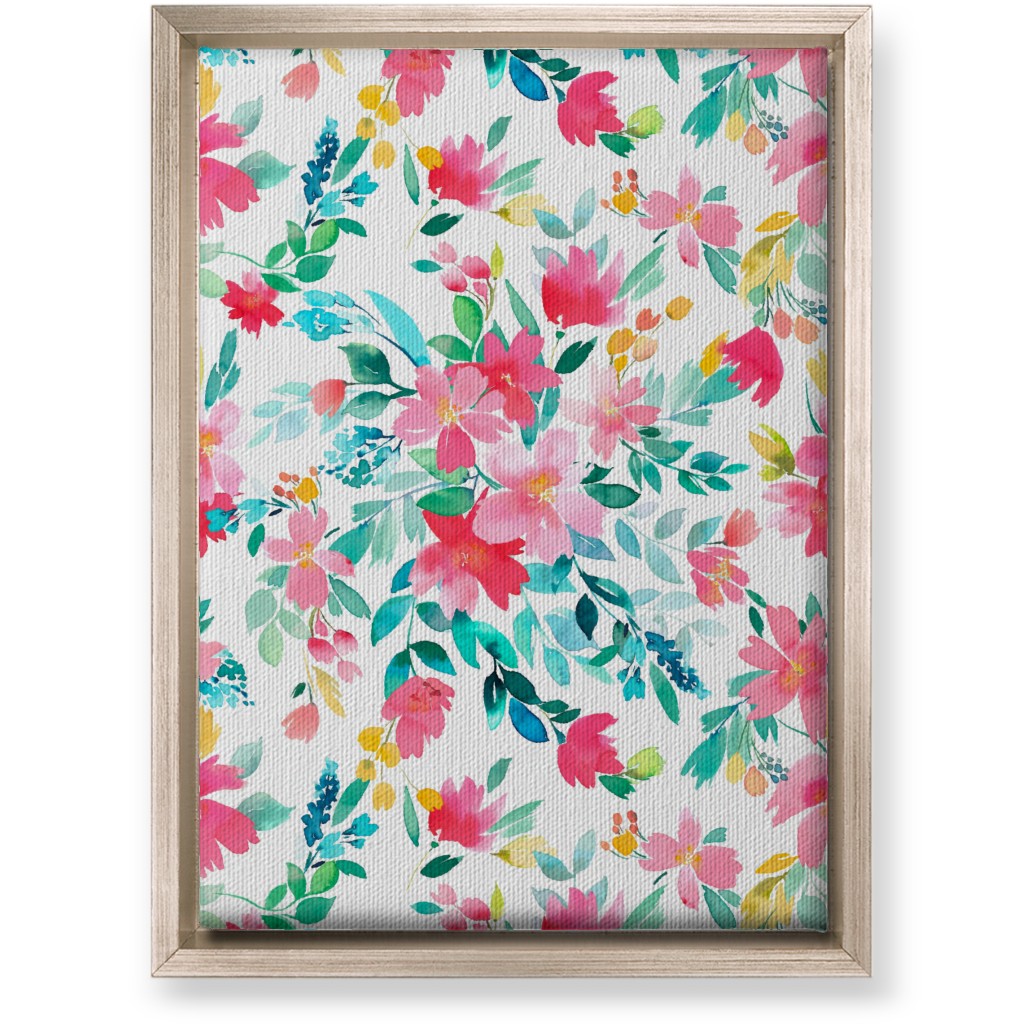 Summer Fresh Flowers - Multi Wall Art, Metallic, Single piece, Canvas, 10x14, Pink