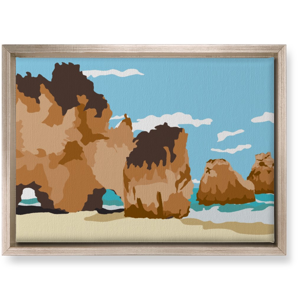 Minimalist Mediterranean Beach Cov Wall Art, Metallic, Single piece, Canvas, 10x14, Multicolor