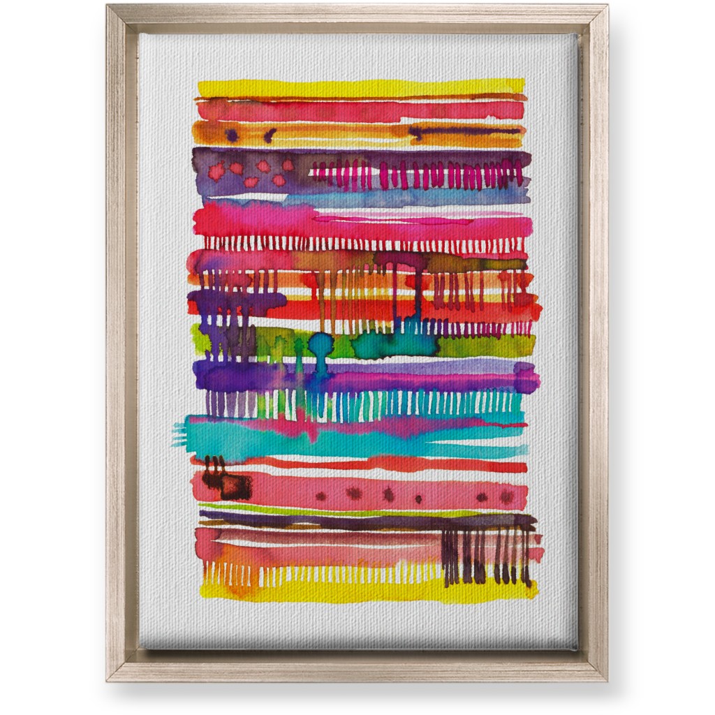 Watercolor Irregular Vainica Stripes - Multi Wall Art, Metallic, Single piece, Canvas, 10x14, Multicolor