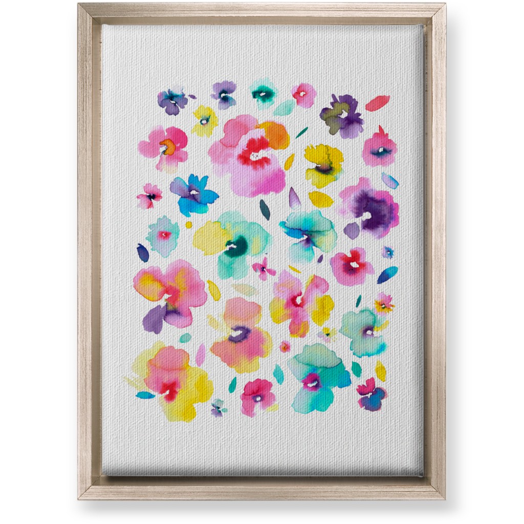 Watercolor Beautiful Flowers - Multi Wall Art, Metallic, Single piece, Canvas, 10x14, Multicolor