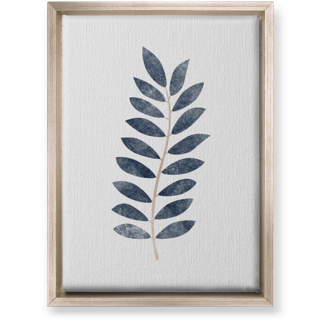 Botanical Leaf Iii Wall Art, Metallic, Single piece, Canvas, 10x14, Blue, Storm