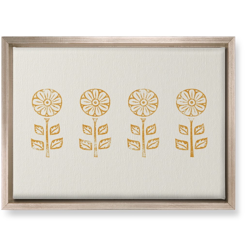 Floral Block Print Ii Wall Art, Metallic, Single piece, Canvas, 10x14, Yellow, Marigold
