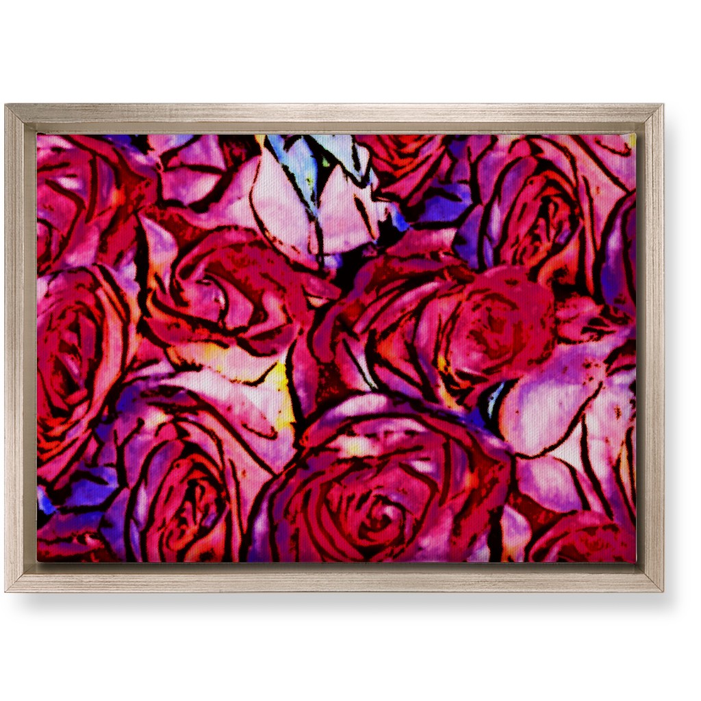 David's Roses - Pink Wall Art, Metallic, Single piece, Canvas, 10x14, Pink