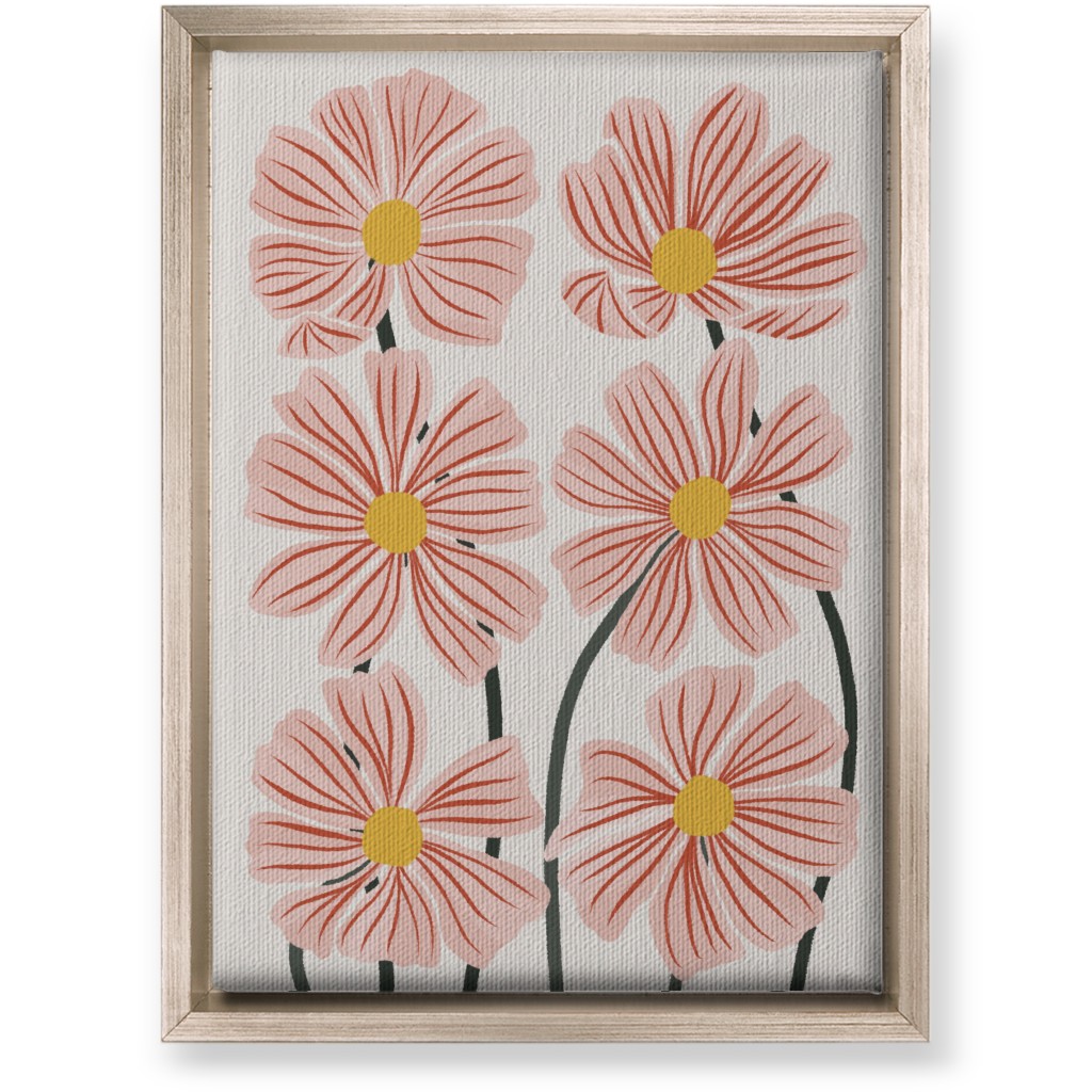 Botanical Cosmos Flowers Wall Art, Metallic, Single piece, Canvas, 10x14, Pink
